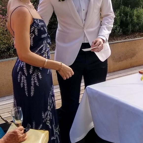 ADRIANNA PAPELL ART DECO BEADED BLOUSON GOWN GREY - Picture 5 of 5